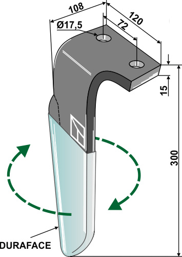 Kreiseleggenzinken (DURAFACE) - rechte Ausführung geeignet für: Celli Зуб ротационной бороны