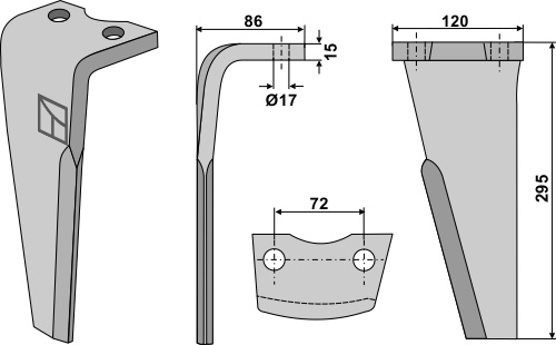 Kreiseleggenzinken, linke Ausführung geeignet für: Niemeyer tine for rotary harrow