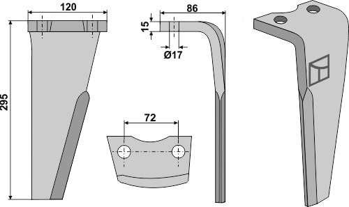 Kreiseleggenzinken, rechte Ausführung geeignet für: Niemeyer dent pour herse rotative