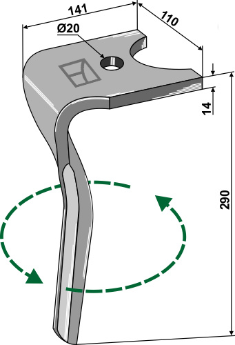 Kreiseleggenzinken, linke Ausführung geeignet für: Kuhn diente de grada rotativa 