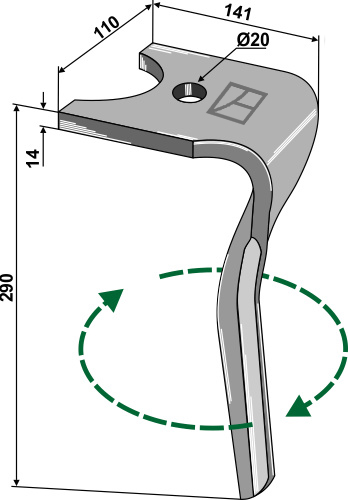 Kreiseleggenzinken, rechte Ausführung geeignet für: Kuhn diente de grada rotativa 