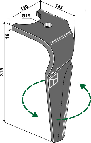 Kreiseleggenzinken, linke Ausführung geeignet für: Kuhn tine for rotary harrow