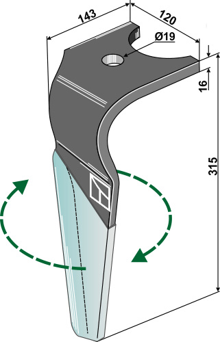 Kreiseleggenzinken (DURAFACE) - rechte Ausführung geeignet für: Kuhn Зуб ротационной бороны