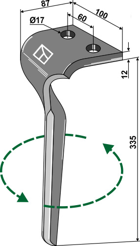 Kreiseleggenzinken, linke Ausführung geeignet für: Maschio / Gaspardo rotorharvetand 