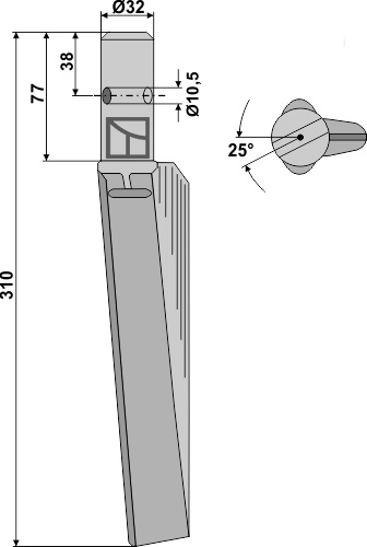 Kreiseleggenzinken, rechte Ausführung geeignet für: Breviglieri cuțite pentru grape rotativă
