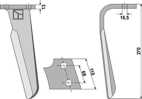 Kreiseleggenzinken, linke Ausführung geeignet für: Kuhn tine for rotary harrow