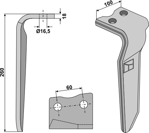 Kreiseleggenzinken, rechte Ausführung geeignet für: Howard faca para grade de bicos rotativa