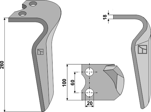 Kreiseleggenzinken, linke Ausführung geeignet für: Krone tine for rotary harrow