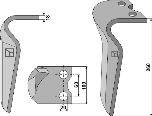 Kreiseleggenzinken, rechte Ausführung geeignet für: Krone tine for rotary harrow