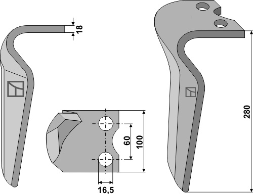 Kreiseleggenzinken, rechte Ausführung geeignet für: Krone tine for rotary harrow