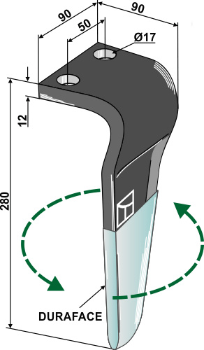 Kreiseleggenzinken (DURAFACE) - linke Ausführung geeignet für: Maschio / Gaspardo diente de grada rotativa 