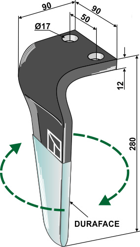 Kreiseleggenzinken (DURAFACE) - rechte Ausführung geeignet für: Maschio / Gaspardo rotorharvetand 