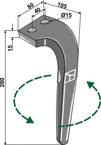 Kreiseleggenzinken, linke Ausführung geeignet für: Rabe Зуб ротационной бороны