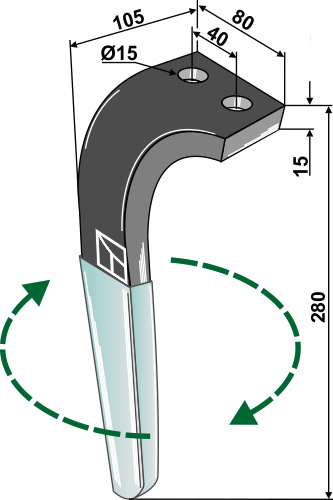 Kreiseleggenzinken (DURAFACE) - rechte Ausführung geeignet für: Rabe tine for rotary harrow