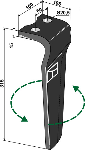 Kreiseleggenzinken, linke Ausführung geeignet für: Kongskilde diente de grada rotativa 