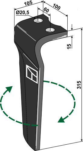 Kreiseleggenzinken, rechte Ausführung geeignet für: Kongskilde cuțite pentru grape rotativă