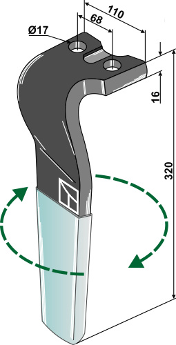 Kreiseleggenzinken (DURAFACE) - rechte Ausführung geeignet für: Kuhn ząb brony aktywnej 