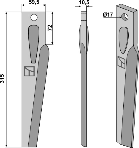 Kreiseleggenzinken, linke Ausführung geeignet für: Lely tine for rotary harrow