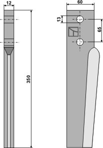 Kreiseleggenzinken, linke Ausführung geeignet für: Breviglieri faca para grade de bicos rotativa
