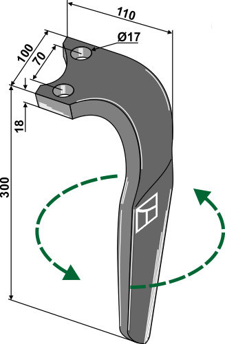 Kreiseleggenzinken, linke Ausführung geeignet für: Rabe diente de grada rotativa 