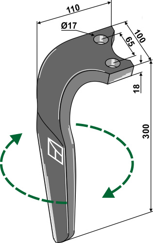 Kreiseleggenzinken, rechte Ausführung geeignet für: Rabe  dent pour herse rotative