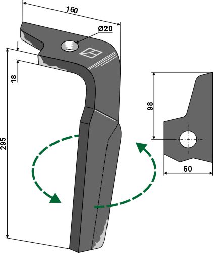 Kreiseleggenzinken 295mm, links geeignet für: Amazone Kreiseleggenzinken