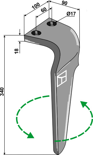Kreiseleggenzinken, linke Ausführung geeignet für: Breviglieri diente de grada rotativa