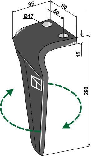 Kreiseleggenzinken, rechte Ausführung geeignet für: Celli rotorharvetand 