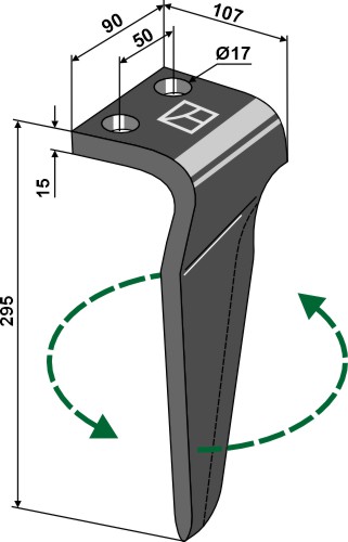 Kreiseleggenzinken, linke Ausführung geeignet für: Falc tine for rotary harrow