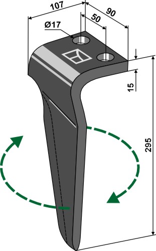 Kreiseleggenzinken, rechts geeignet für: Falc tine for rotary harrow