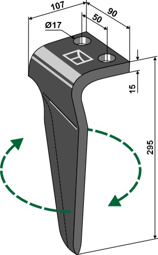 Kreiseleggenzinken, rechte Ausführung geeignet für: Falc dent pour herse rotative
