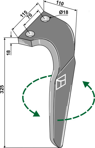 Kreiseleggenzinken, links geeignet für: Falc tine for rotary harrow