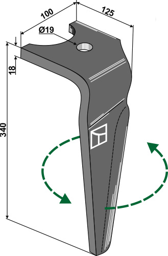 Kreiseleggenzinken, links geeignet für: Falc tine for rotary harrow