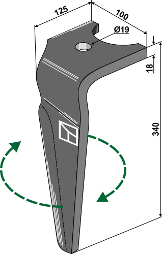 Kreiseleggenzinken, rechts geeignet für: Falc tine for rotary harrow