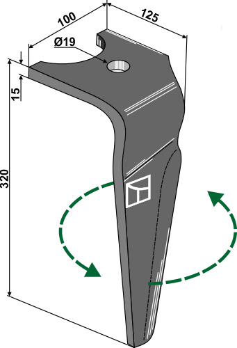 Kreiseleggenzinken, linke Ausführung geeignet für: Falc dent pour herse rotative