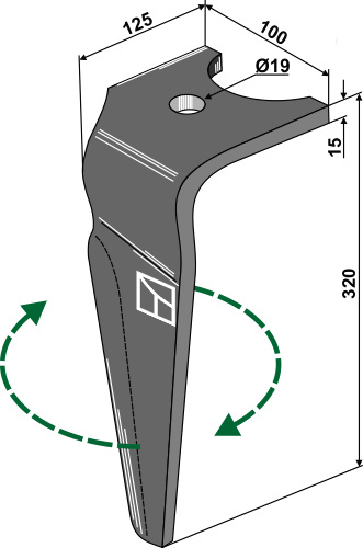 Kreiseleggenzinken, rechts geeignet für: Falc tine for rotary harrow