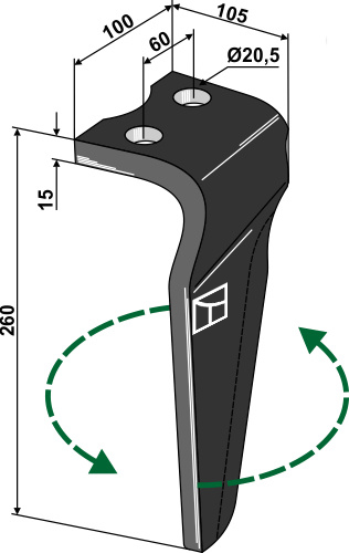 Kreiseleggenzinken, linke Ausführung geeignet für: Kongskilde rotoregtanden