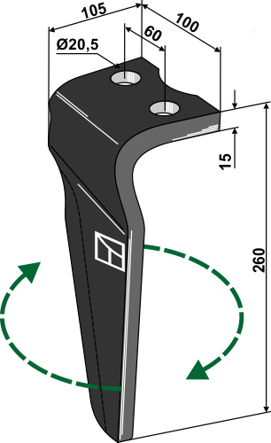 Kreiseleggenzinken, rechte Ausführung geeignet für: Kongskilde rotoregtanden