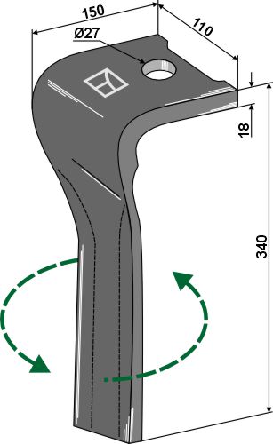 Kreiseleggenzinken, linke Ausführung geeignet für: Pöttinger diente de grada rotativa 