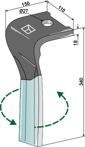 Kreiseleggenzinken (DURAFACE) - linke Ausführung geeignet für: Pöttinger cuţit pentru grape rotativă