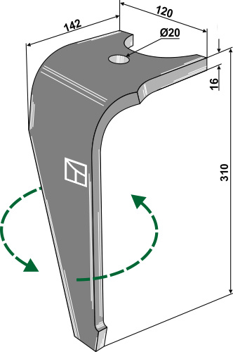 Kreiseleggenzinken, linke Ausführung geeignet für: Kuhn Зуб ротационной бороны