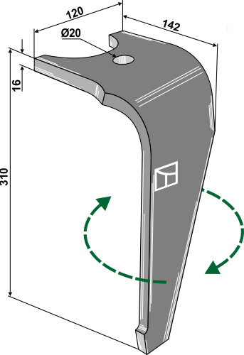 Kreiseleggenzinken, rechte Ausführung geeignet für: Kuhn rotorharvetand 