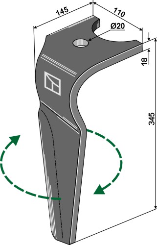 Kreiseleggenzinken, rechte Ausführung geeignet für: Kuhn dent pour herse rotative