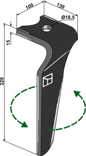 Kreiseleggenzinken, linke Ausführung geeignet für: Kverneland dent pour herse rotative