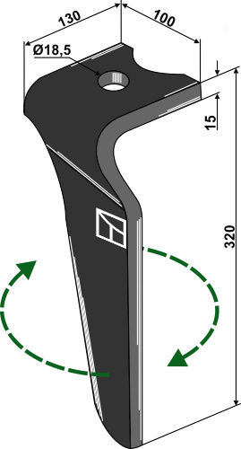 Kreiseleggenzinken, rechte Ausführung geeignet für: Kverneland tine for rotary harrow