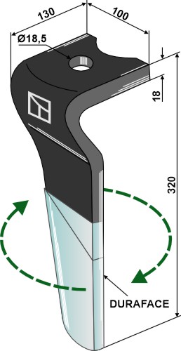 Kreiseleggenzinken (DURAFACE) - rechte Ausführung geeignet für: Maletti Kreiseleggenzinken