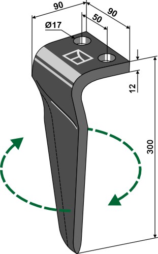 Kreiseleggenzinken, rechte Ausführung geeignet für: Maschio / Gaspardo dent pour herse rotative