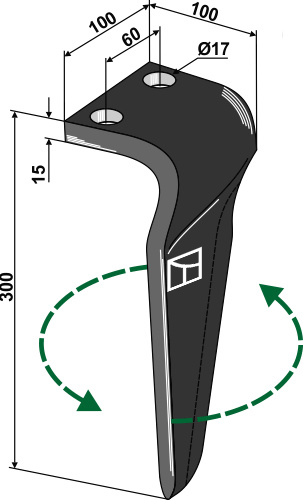 Kreiseleggenzinken, linke Ausführung geeignet für: Maschio / Gaspardo tine for rotary harrow