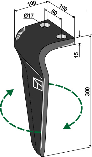Kreiseleggenzinken, rechte Ausführung geeignet für: Maschio / Gaspardo tine for rotary harrow