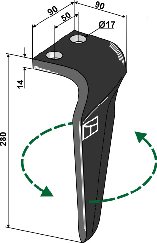Kreiseleggenzinken, linke Ausführung geeignet für: Maschio / Gaspardo faca para grade de bicos rotativa